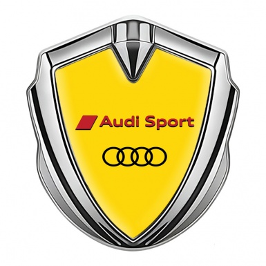 Audi Sport Emblem Self Adhesive Silver Yellow Base Black Red Logo