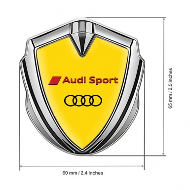 Audi Sport Emblem Self Adhesive Silver Yellow Base Black Red Logo