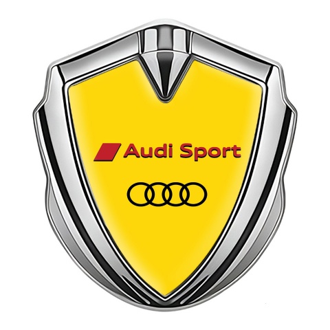 Audi Sport Emblem Self Adhesive Silver Yellow Base Black Red Logo