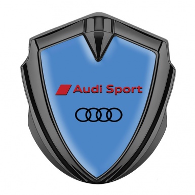 Audi Sport Trunk Emblem Badge Graphite Glacial Blue Base Black Logo