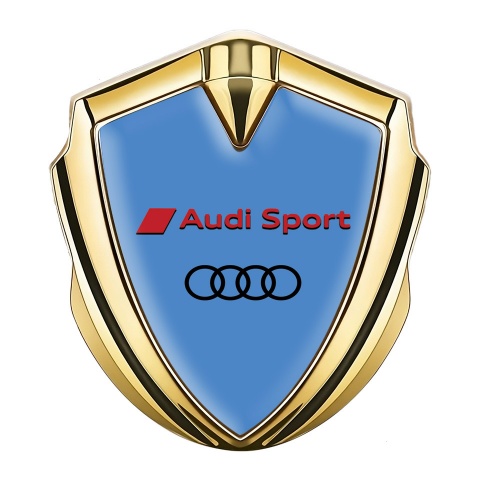 Audi Sport Trunk Emblem Badge Gold Glacial Blue Base Black Logo