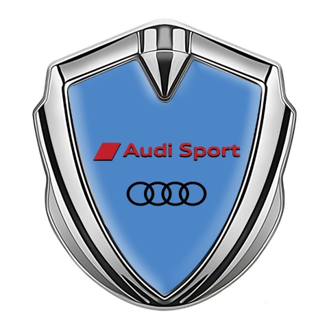 Audi Sport Trunk Emblem Badge Silver Glacial Blue Base Black Logo