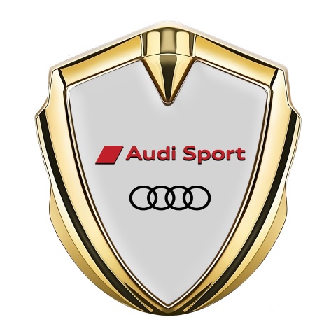 Audi Sport Emblem Car Badge Gold Moon Grey Base Red Logo Design