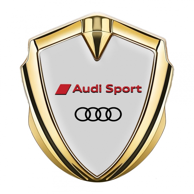 Audi Sport Emblem Car Badge Gold Moon Grey Base Red Logo Design