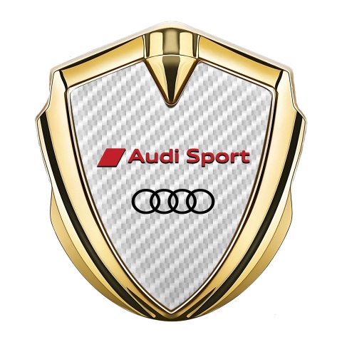 Audi Sport Bodyside Domed Emblem Gold White Carbon Red Characters