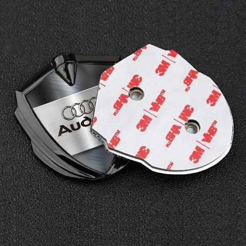 Audi Bodyside Emblem Self Adhesive Graphite Brushed Steel Outline Logo