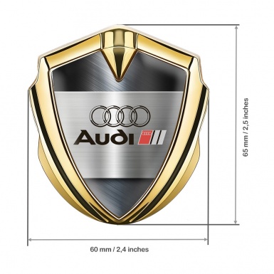 Audi Bodyside Emblem Self Adhesive Gold Brushed Steel Outline Logo