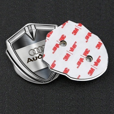 Audi Bodyside Emblem Self Adhesive Silver Brushed Steel Outline Logo
