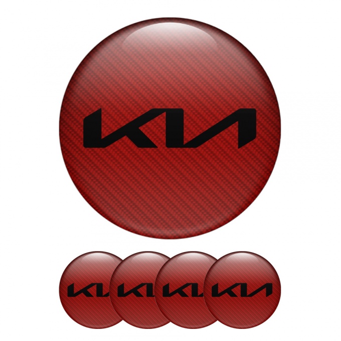Kia Silicone Stickers Wheel Center Cap Red Carbon