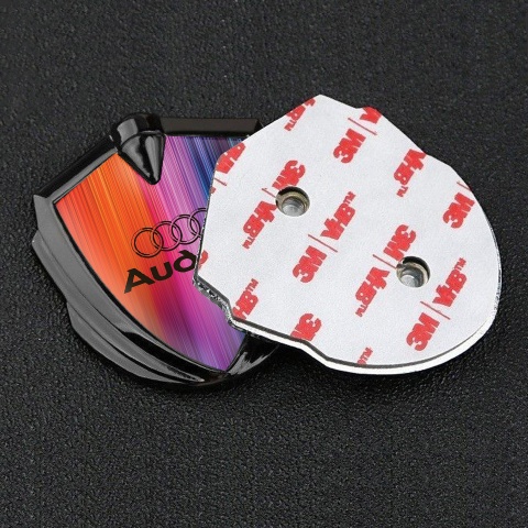 Audi Metal 3D Domed Emblem Graphite Colorful Gradient Black Logo