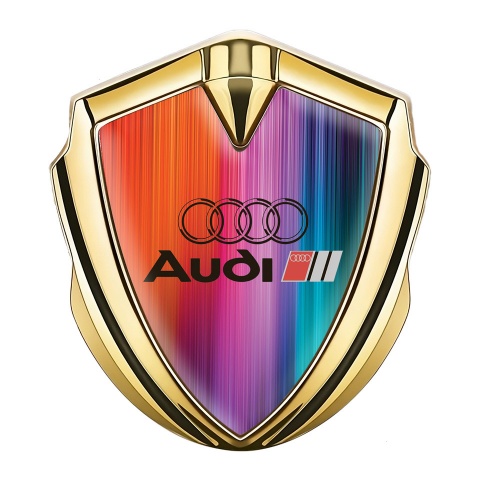 Audi Metal 3D Domed Emblem Gold Colorful Gradient Black Logo