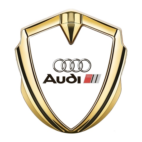 Audi Emblem Badge Self Adhesive Gold White Background Edition