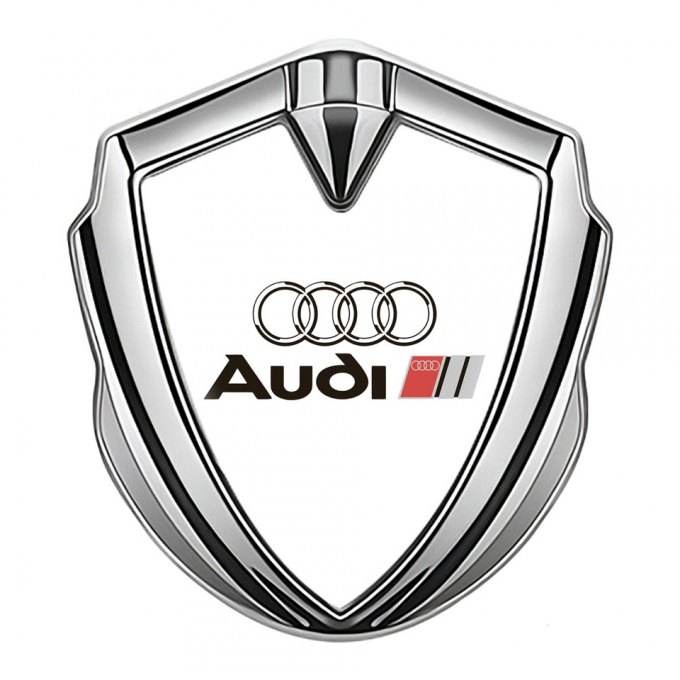 Audi Emblem Badge Self Adhesive Silver White Background Edition