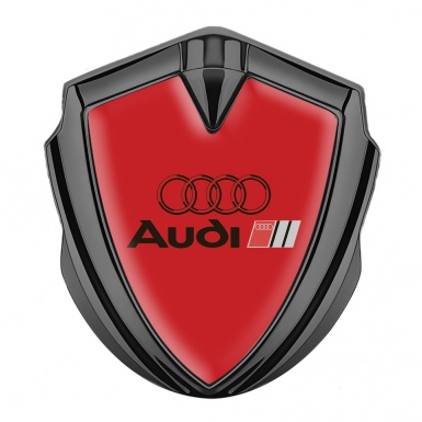 Audi Emblem Fender Badge Graphite Red Base Black Logo Edition