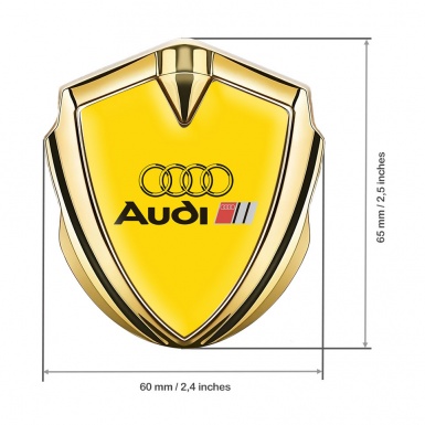 Audi Fender Emblem Badge Gold Yellow Background Black Logo Design
