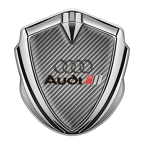 Audi Emblem Trunk Badge Silver Light Carbon Black Logo Edition