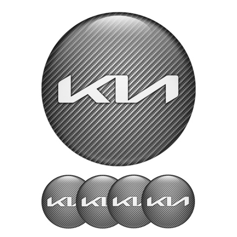 Kia Silicone Stickers Wheel Center Cap Carbon with White New Style Logo
