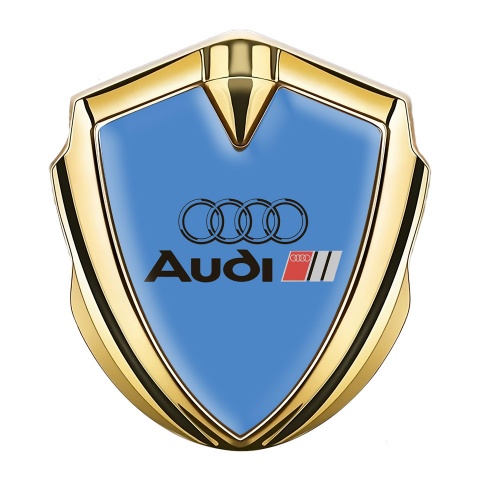 Audi Emblem Self Adhesive Gold Glacial Blue Base Black Logo Design