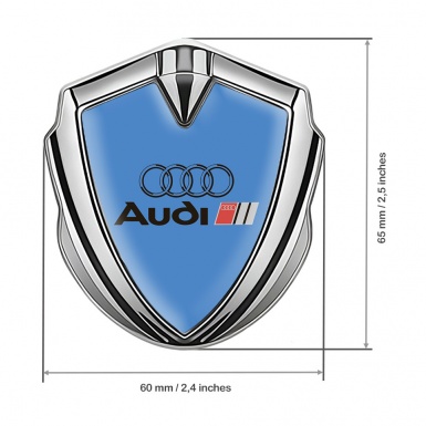 Audi Emblem Self Adhesive Silver Glacial Blue Base Black Logo Design