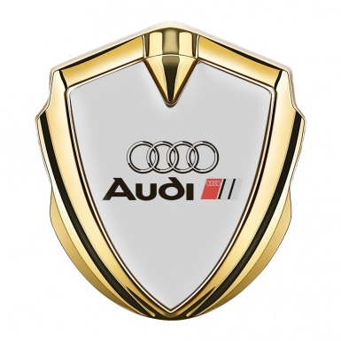 Audi Bodyside Emblem Badge Gold Moon Grey Base Classic Logo
