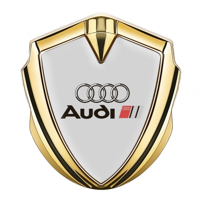Audi Bodyside Emblem Badge Gold Moon Grey Base Classic Logo