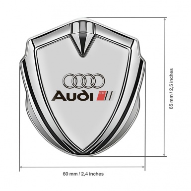 Audi Bodyside Emblem Badge Silver Moon Grey Base Classic Logo