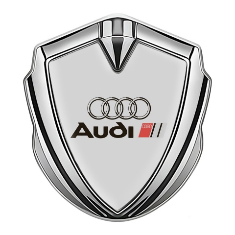 Audi Bodyside Emblem Badge Silver Moon Grey Base Classic Logo