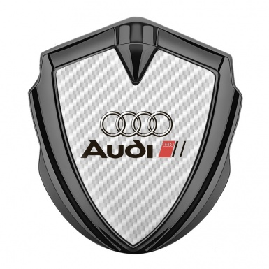Audi Trunk Emblem Badge Graphite White Carbon Fill Black Logo Design