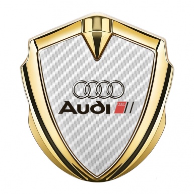 Audi Trunk Emblem Badge Gold White Carbon Fill Black Logo Design