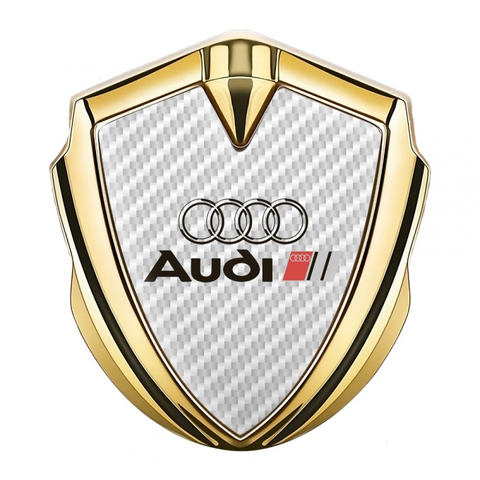 Audi Trunk Emblem Badge Gold White Carbon Fill Black Logo Design