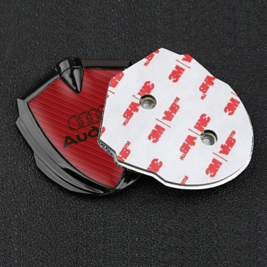 Audi Emblem Car Badge Graphite Red Carbon Black Logo Edition