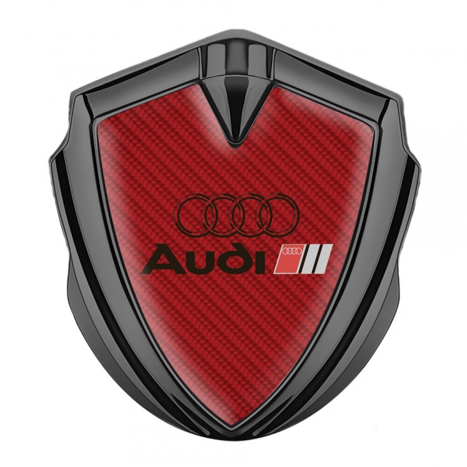 Audi Emblem Car Badge Graphite Red Carbon Black Logo Edition