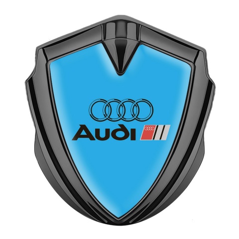 Audi Bodyside Domed Emblem Graphite Sky Blue Fill Classic Edition