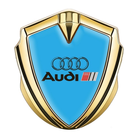Audi Bodyside Domed Emblem Gold Sky Blue Fill Classic Edition