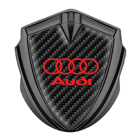Audi Bodyside Emblem Self Adhesive Graphite Black Carbon Red Logo