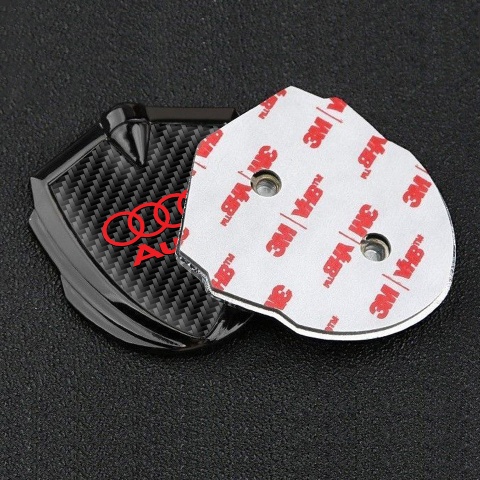 Audi Bodyside Emblem Self Adhesive Graphite Black Carbon Red Logo