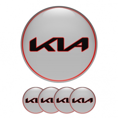 Kia Silicone Domed Stickers New Logo Grey with Red Ring