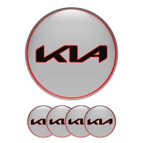 Kia Silicone Domed Stickers New Logo Grey with Red Ring