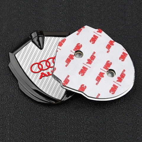 Audi Metal 3D Domed Emblem Graphite White Carbon Red Classic Logo