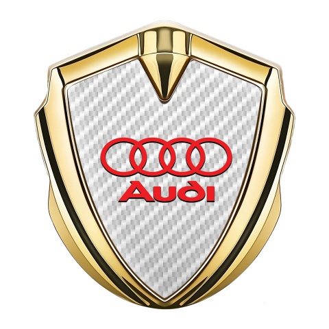 Audi Metal 3D Domed Emblem Gold White Carbon Red Classic Logo