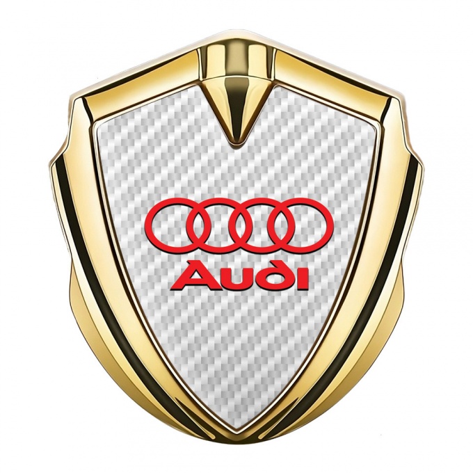Audi Metal 3D Domed Emblem Gold White Carbon Red Classic Logo