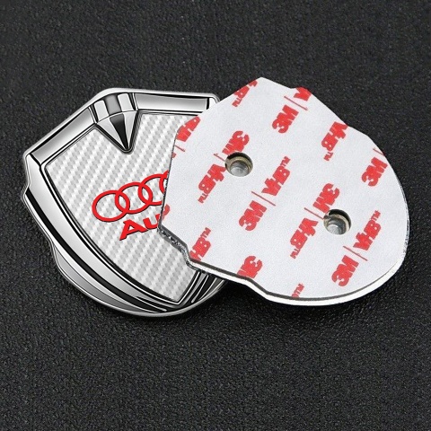 Audi Metal 3D Domed Emblem Silver White Carbon Red Classic Logo