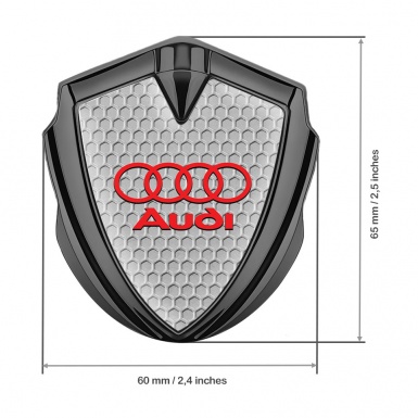 Audi Bodyside Badge Self Adhesive Graphite Grey Honeycomb Red Logo