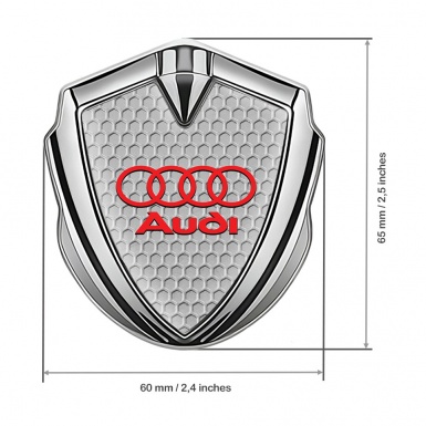 Audi Bodyside Badge Self Adhesive Silver Grey Honeycomb Red Logo