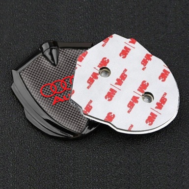 Audi Emblem Badge Self Adhesive Graphite Grey Carbon Classic Red Logo