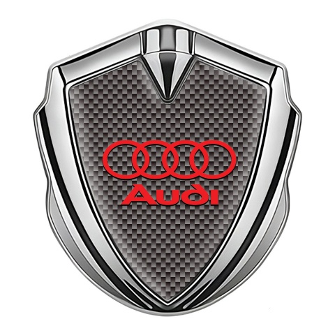 Audi Emblem Badge Self Adhesive Silver Grey Carbon Classic Red Logo