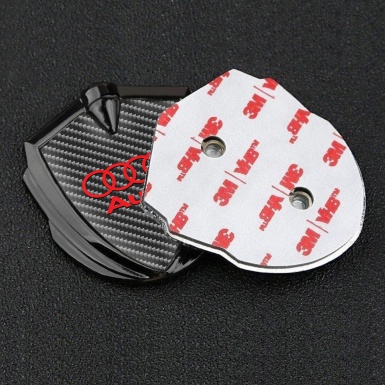 Audi Emblem Fender Badge Graphite Dark Carbon Red Rings Edition