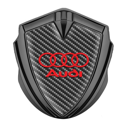 Audi Emblem Fender Badge Graphite Dark Carbon Red Rings Edition