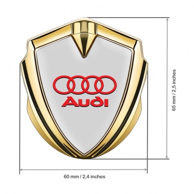 Audi Fender Emblem Badge Gold Moon Grey Fill Crimson Logo
