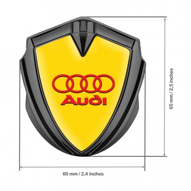 Audi Trunk Emblem Badge Graphite Yellow Background Crimson Logo